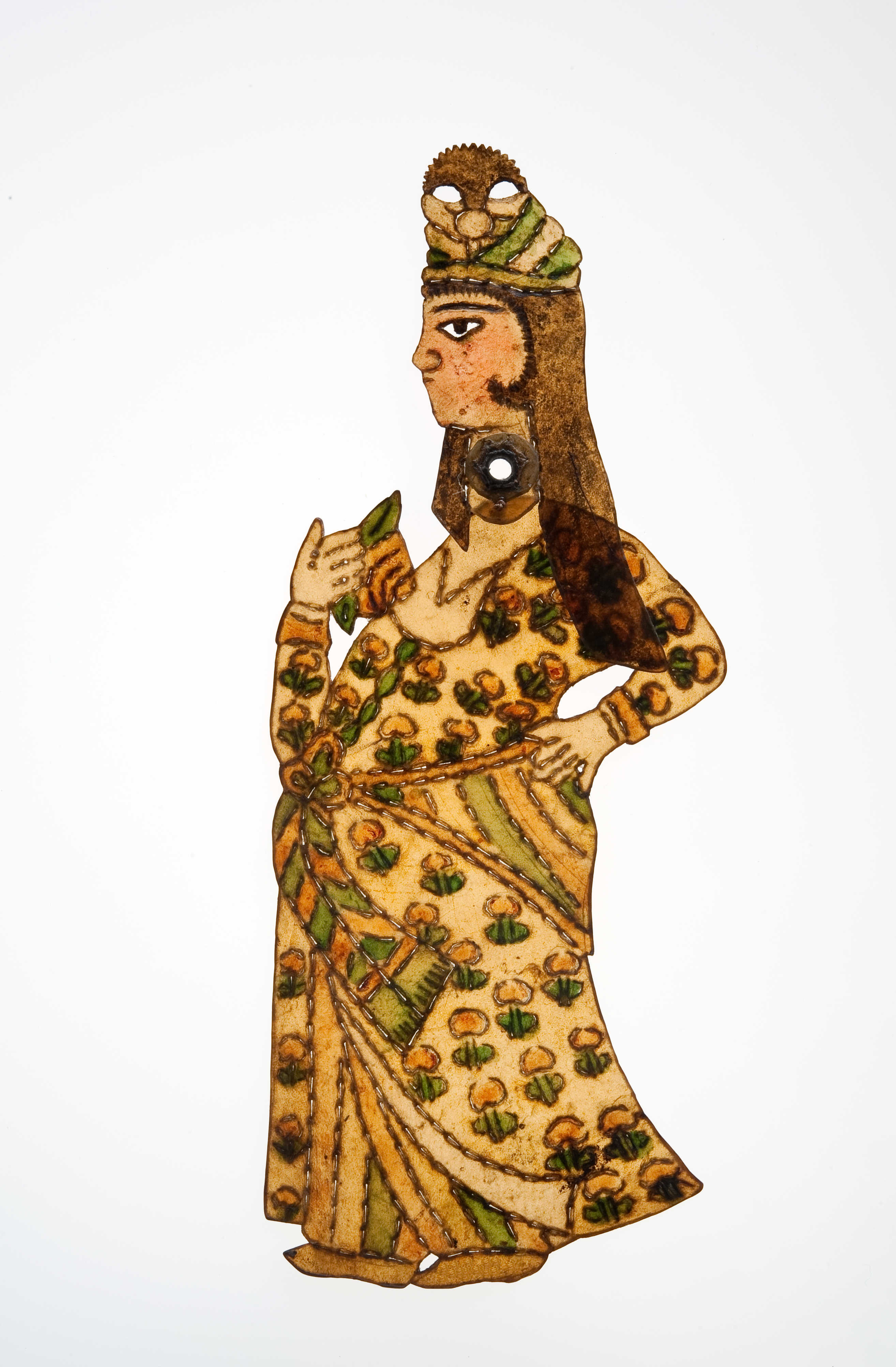 Schattenspielfigur einer Frau mit Blume © Museum Fünf Kontinente, Foto: Marietta Weidner